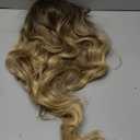 Ombre Blonde Wigs with Bangs,Blonde Highlight Long Wavy Wig for Women,Long Curly Synthetic Hair Wig for Party Cosplay Daily Use 24IN