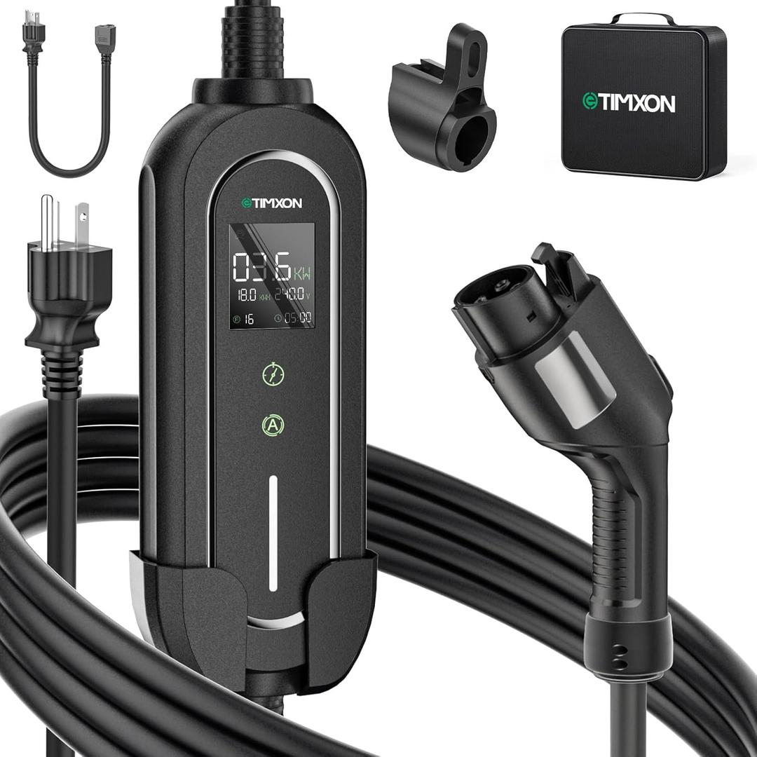 Portable Level 1&2 EV Charger-ETL Certified,110V-240V Car Charger with 25FT Charging Cable, NEMA 6-20 Plug & NEMA 5-15 Adapter