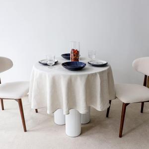 Simple&Opulence Textured Tablecloth 100% Linen Table Cloth, Kitchen Dinning Tabletop Decoration, for Outdoor and Indoor Use (Round Linen, 60")