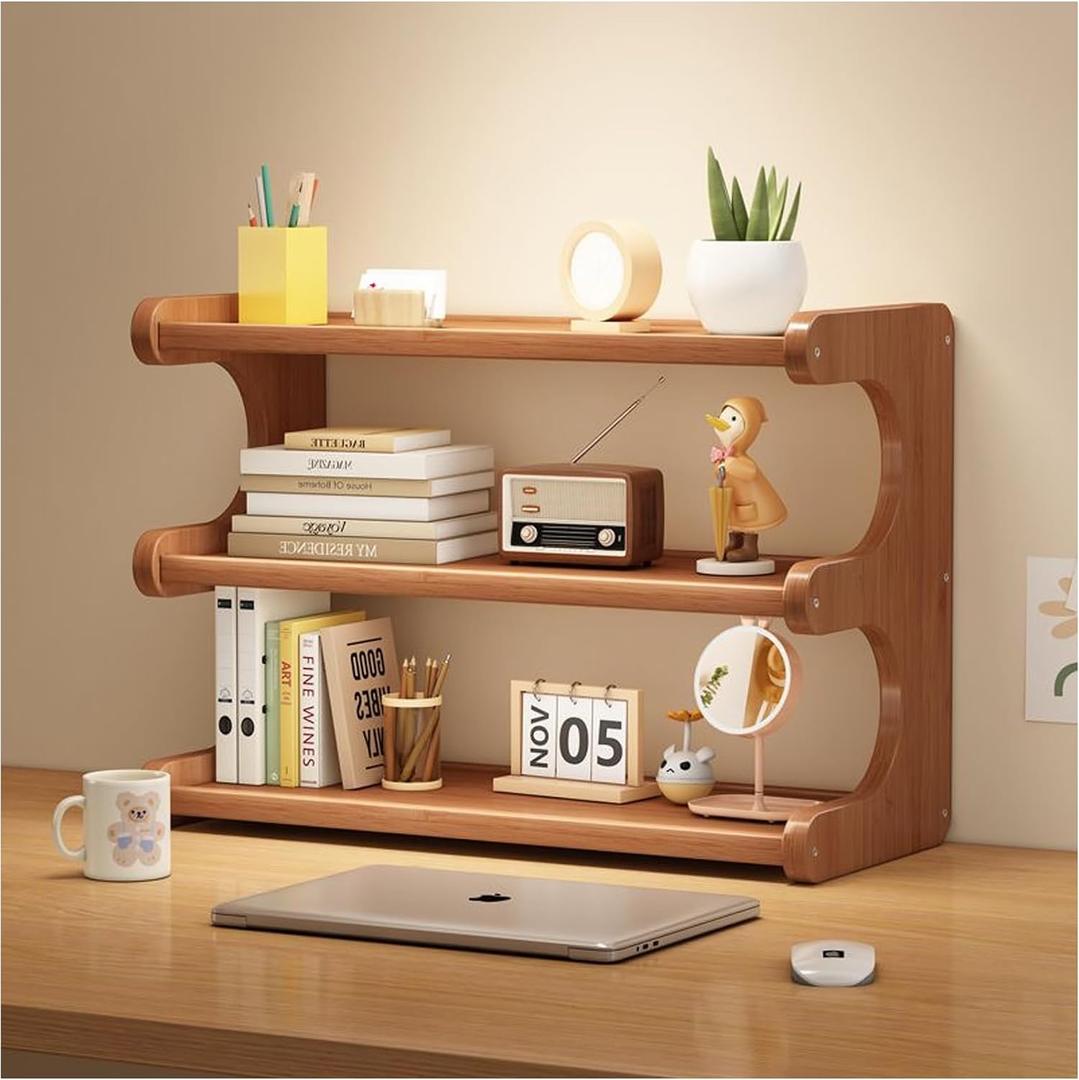 3 Tier Bookshelf for Desktop, Storage Rack, Desktop Organization, 19.6 x 7.6 x 13.8 inches
