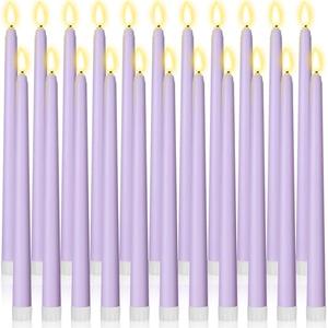 Macarrie 24 Packs Flameless Taper Candles Battery Operated Fake 11 Inch Long Candlelight LED Flameless Candlesticks Flickering Tapered for Spring Summer Wedding(Lavender Purple)