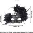 Masquerade Mask, Feather Flower Decorated, Venetian Style Costume Party Mask Props (Heart Black)