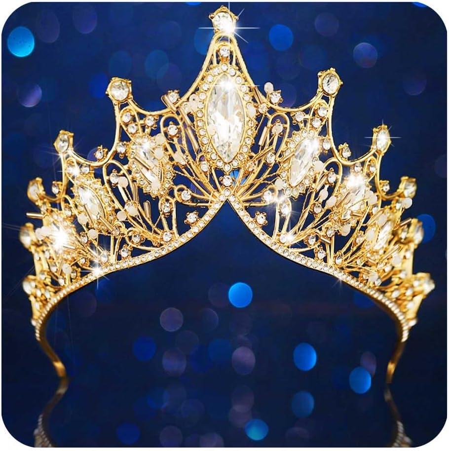 Unicra Silver Princess Crown Quinceanera Tiara Bridal Wedding Rhinestone Crowns for Women (Gold)