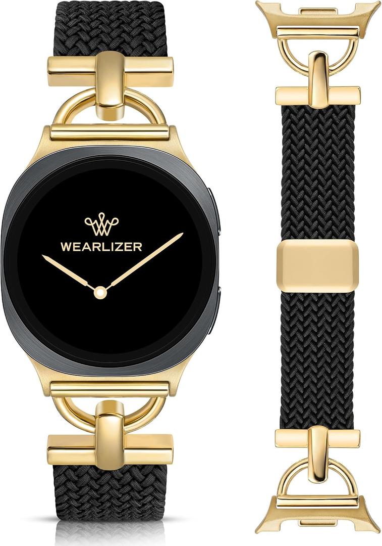 Wearlizer Braided Magnetic Band Compatible with Samsung Galaxy Watch 8 Band 40mm 44mm/Galaxy Watch 8 Classic 46mm, Designer D-Shape Stretchy Elastic Nylon Strap Wristband for Galaxy Watch 8 Women Men
