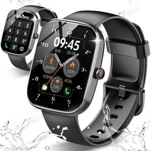 Smart Watch, 1.91" HD Screen Smartwatch for Men Women, Fitness Watch with Heart Rate/Sleep Monitor/Steps Monitor, 110+ Sports Modes, IP68 Waterproof Activity Trackers for Android iOS (Black)