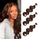 Dark Brown Human Hair Bundles Body Wave Brown Bundles Human Hair 3 Bundles 18 20 22 Inch Brazilian Virgin Sew-in Human Hair Weave for Black Woman Color #4