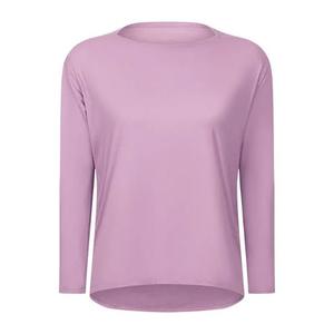 ODODOS Women's Relaxed Fit Long Sleeve Shirts Boat Neck Side Slit Peach-Soft Casual Lounge Yoga Tops, Lavender, X-Large
