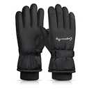 Winter Women Ski Gloves, Waterproof Touch Screen Snow Gloves, Warm Windproof Snowboard Gloves for Skiing Hiking Cycling (Black)