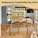Wooden Foldable Dog Gate Freestanding 4 Panels Puppy Safety Fence 80.9" W x 23.6" H Indoor Pet Barrier for Stairs Hallways Doorways Brown