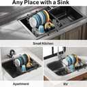GSlife Small in Sink Dish Drying Rack - Expandable Stainless Steel Compact Over The Sink Dish Drainer with Utensil Holder for RV Kitchen Apartment, Silver