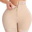 MERYOSZ Tummy Control Shapewear Shorts - Zipper Butt Lifting Panties Underwear Shapewear for Women Faja Body Shaper Girdle (Large, Beige)