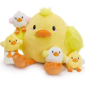 MorisMos Duck Stuffed Animal, 17.7" Big Stuffed Duck Plush with 4 Baby Plushies Duck, Surprise Gift for Kids Girls Boys on Birthday, Christmas, Baby Shower, Easter, Valentines