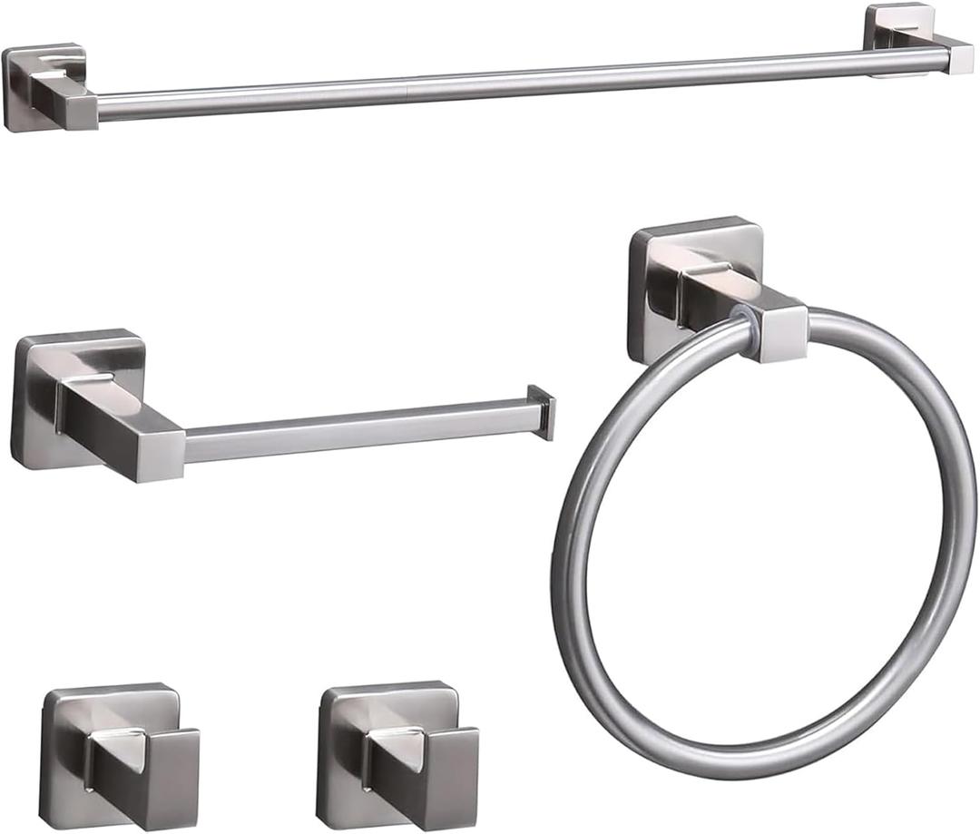 5 Pieces Brushed Nickel Bathroom Hardware Set,Wall Mounted 23.6 inch Towel Bar Set,Towel Rack Set,Toilet Paper Holder, Bathroom Accessories Set 5 Pieces Brushed Nickel Bathroom Hardware Set,Wall Mounted 23.6 inch Towel Bar Set,Towel Rack Set,Toilet Paper Holder, Bathroom Accessories Set