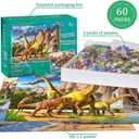 RANSUNN Dinosaur Puzzles for Kids Ages 6-8 4-6 Year Old - World of Huge Dinosaurs,2 Packs 60 Pieces Jigsaw Puzzle for Toddler Children Learning Educational Puzzles Toys for Boys and Girls.