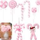 Vercraft 8 Pcs Assorted 16'' Giant Candy Cane Ornaments Pastel Pink and White Large Lollipop Decoration 4 Mixed Sizes Lollipop Christmas Decoration Candy Cane Ornaments for Christmas Tree Home Decor