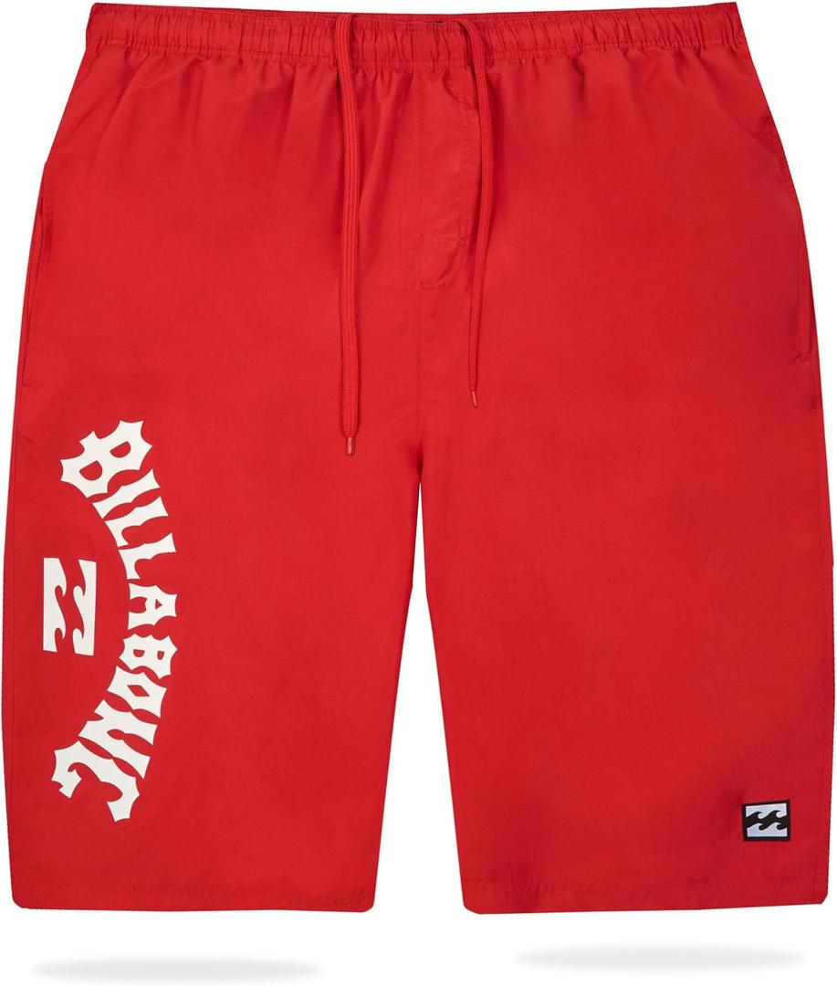 Billabong Big and Tall Swim Trunks for Men, Board Shorts Mens Pockets 10" Inseam (4X, Red)