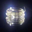 2 Pack Battery Operated Mini Led Fairy Lights Dewdrop Garland Lights with Timer 6 Hours on/18 Hours Off for Wedding Party Decorations,50 Leds 18 Feet Silver Wire (Cold White)