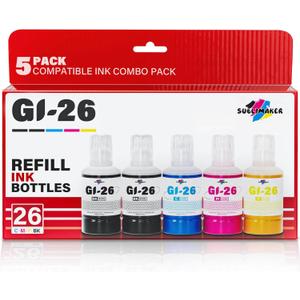 GI-26 GI26 Ink Refill Bottles Kit Compatible for Canon MegaTank GX7021 GX6021 GX7020 GX6020 GX4020 GX5020 GX3020 GX5120 GX6120 GX7120 Printers, Compatible for Canon GI-26 Ink Refill Bottles (4 Packs)