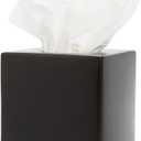 Simple Solid Ceramic Tissue Box Cover Square Matte Finish Tissue Holder for Bathroom, Vanity, Nightstand, Office Decorative & Discreet Fits Standard Tissue Boxes (Black)