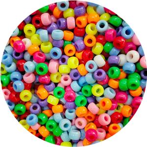 2000+ Pony Beads Bulk 6x9mm Multi-Colored Plastic Craft Beads Set, Bulk Hair Beads 10 Assorted Colors for DIY Crafting Jewelry Making Bracelets