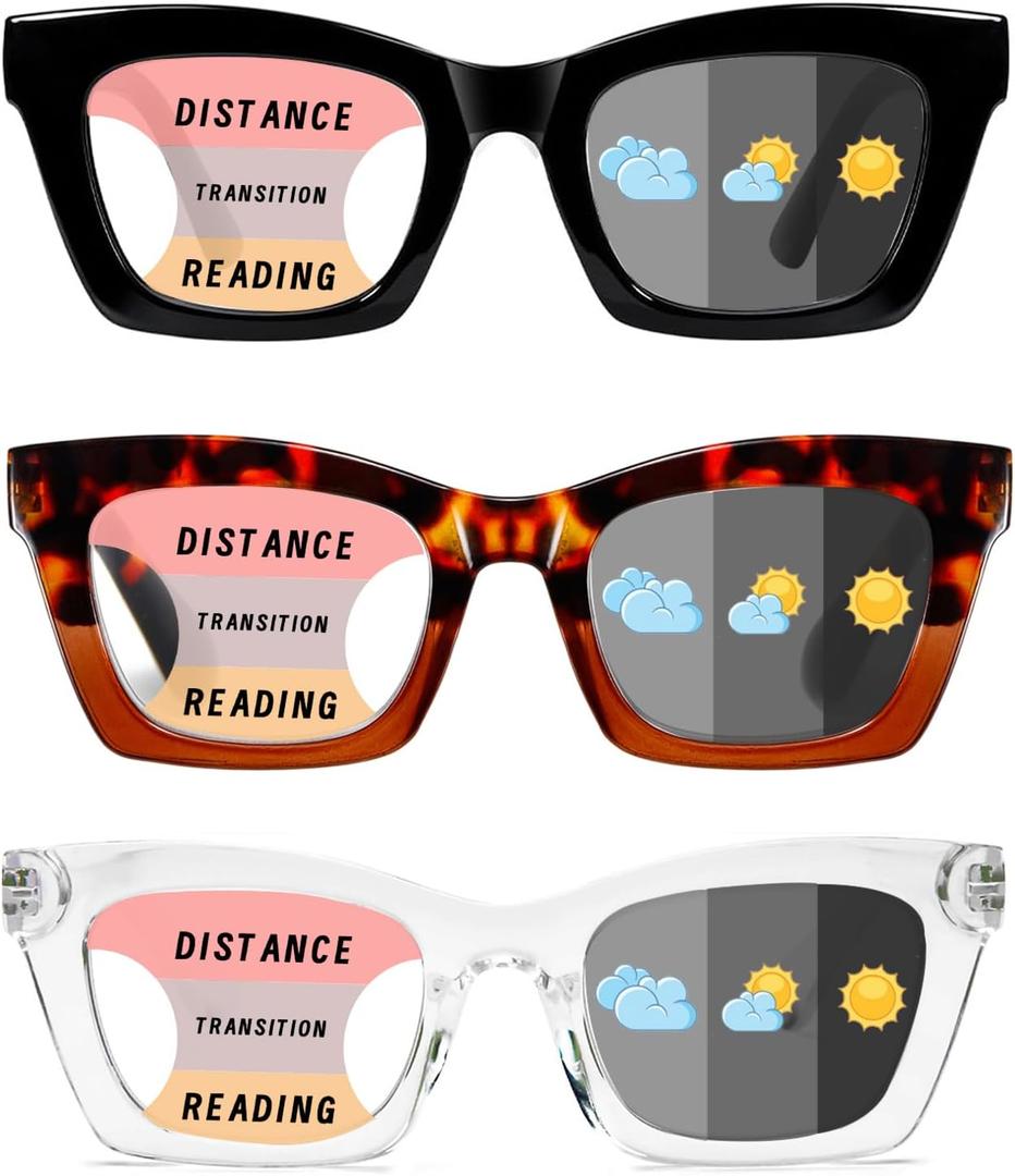 Hubeye Progressive Reading Glasses For Women Fashion Style Blue Light Blocking Computer Multifocus Square Reader