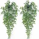 Artificial Hanging Plants Fake Small Potted Plants Faux Mandala Vines Plastic Greenery Plants for Living Room Shelf Tabletop Decor (2 PCS)