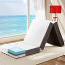 Hanherry 4 Inch Foldable Mattress Single Size, Tri-Folding Portable Memory Foam Topper Floor Bed with Storage Bag, Washable Cover for Travel, Camping, RV, Guest