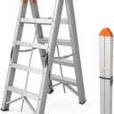 APARECIUM Aluminum Foldable Twin Front A Frame 4-Step Ladder with Wide Anti-Slip Pedal, Compact Portable Lightweight Step Stool, EN131, 330lb Capacity