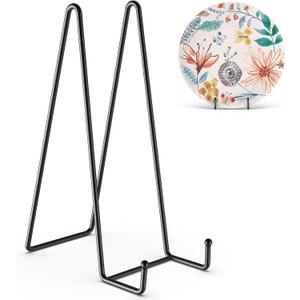 HONGYUTAI 3 Pack 12 Inch Plate Stands for Display Picture - Vinyl Table Top Display, Decorative Metal Frame Holders for Book , Photo and Platter, Tabletop Art, Black