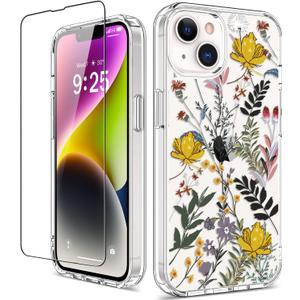GiiKa for iPhone 14 Case with Screen Protector, 6.1" Clear Full Body Shockproof Protective Floral Girls Women Hard Case with TPU Bumper Cover Phone Case for iPhone 14, Wildflower GiiKa for iPhone 14 Case with Screen Protector, 6.1" Clear Full Body Shockproof Protective Floral Girls Women Hard Case with TPU Bumper Cover Phone Case for iPhone 14, Wildflower