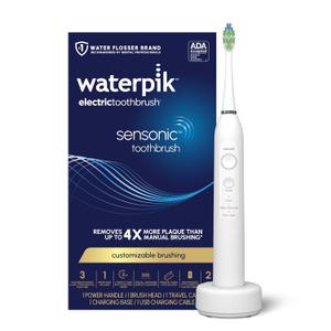 Waterpik Sensonic Sonic Electric Toothbrush, Rechargeable Toothbrush for Adults with 3 Modes, Travel Case, USB Charger, White STW03W020