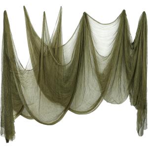 Whaline Halloween Olive Green Creepy Cloth 197 x 87 Inch Spooky Gauze Clothes Halloween Scary Decoration for Haunted Houses Party Supplies Indoor Outdoor