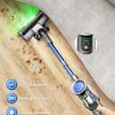 Dzaki Cordless Stick Vacuum Cleaner, 50KPa Brushless Motor Vacuum with Anti-Tangle, LED Display, 55-Min Runtime & Detachable Battery for Pet Hair, Carpet & Hardwood Floors (Blueorange)