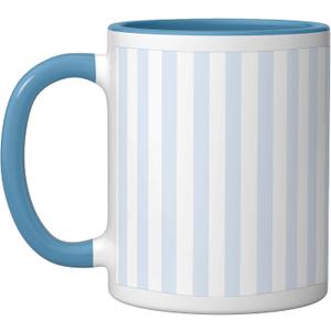 Light Blue Stripe Pattern Ceramic Mug, Blue/White, 11 Oz