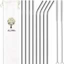 ALINK Stainless Steel Straws, 10.5” Long Reusable Replacement Metal Straws for 20 30 OZ Yeti Tumbler, RTIC, Tervis, Mason Jar, With Cleaning Brush and 1 Carrying Case