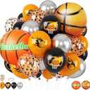 Basketball Balloons, Orange Black for Sports Birthday Party Decor, 35 Count
