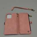 Defencase Compatible with iPhone 14 Pro Max Case Wallet with RFID Blocking Card Holder for Women Men, PU Leather Magnetic Snap Flip Zipper Strap Wallet Phone Case Fit for iPhone 14 Pro Max, Rose Pink