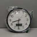 12" Digital Wall Clock with Temp Week Switchable Time and Perprtual Calendar on LCD Display, Silent Battery Operated Analog Clock for Bedroom Classroom Office Garage (Black)