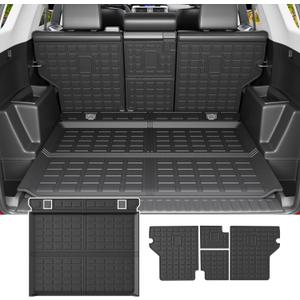 Powoq Cargo Mat Compatible with 2010-2024 Toyota 4Runner Back Seat Protector Replacement for 2010-2024 Toyota 4Runner 5 Seater Accessories (Fit W/O Sliding Tray, Rear Backrest Mats+Rear Trunk Mat)