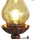Vintage Table lamp Antique Rustic Farmhouse Desk Lamps Western Victorian Crackled Glass Design Bedside Lamps Living Room Bedroom Studio (Amber)
