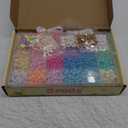 QUEFE Pony Beads Bracelet Making Kit 2880pcs Friendship Bracelet Kit Rainbow 24 Colors Kandi Beads with Letter and Heart Beads Elastic Threads for Jewelry Necklace Making (Macaron)