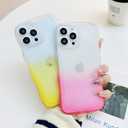 XIQI Compatible with iPhone 15 Pro Case 6.1" 2023, Cute Kawaii Curly Wave Frame Shape Soft Silicone Shockproof Protective Phone Cover for Women Girls, Gradient Black