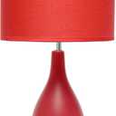 Simple Designs LT1152-RED Traditional Oblong Ceramic Table Lamp for Living Room, Bedroom, Study, Office, Entryway, Reading Nook, Red