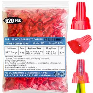 620 PCS Winged Red Wire Nuts 13 Gauge for 18-8 AWG, HSP13 Easy Twist-On and Easy Screw On Wire Connectors Ribbed Cap for Quick Connect Electrical Wiring,Heavy Duty Screw Terminals with Metal Spring