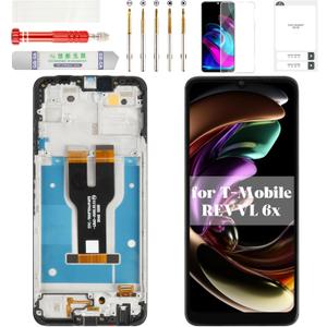 for REVVL 6X Screen Replacement for REVVL 6X 5g LCD Screen TMRV065G Digitizer for T-Mobile REVVL 6X 5g Display Touch Repair Kit with Frame Black