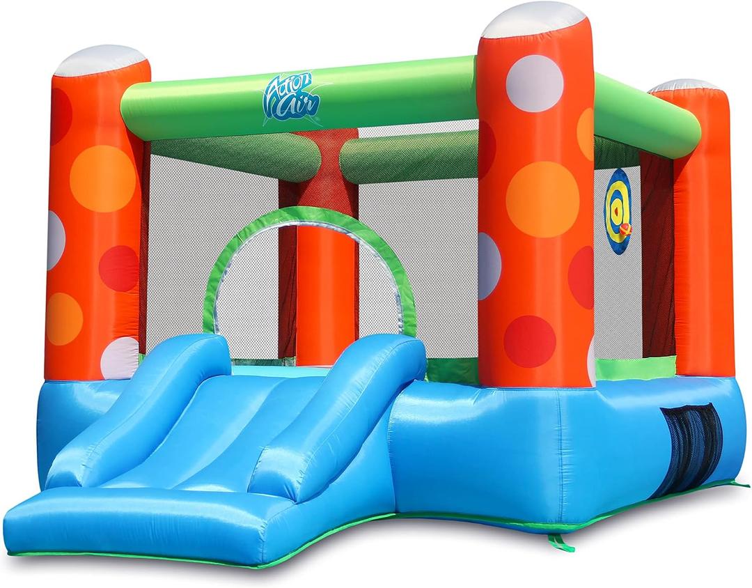 ACTION AIR Bounce House, Inflatable Bounce House with Air Blower, Bouncy Castle with Durable Sewn and Extra Thick, Family Backyard Jump House, Great Gift for Kids