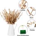 FEQO 36 Pcs Gold Eucalyptus Stems Artificial Leaves Faux Eucalyptus Stems Branches 15 inch for Wedding Bouquet Home Decor