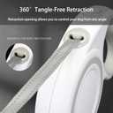360 Tangle-Free Retractable Dog Leash, Strong Reflective Nylon Tape Lead 16 ft Dog Walking Leash, up to 66lbs, Anti-Slip Rubberized Handle, One-Handed Brake, White-Gray (Medium)