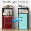 Hodonas Adjustable Mini Fridge Stand, Black, 26.58" W x 20.28" D x 65.56" H