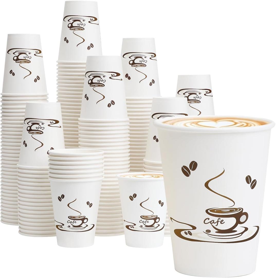 Lamosi Coffee Cups 12 oz 500 Pack, Disposable Paper Cups for Hot or Cold Drinks, Insulated Leakproof Cup for Cafe, Office, hotel and Home
